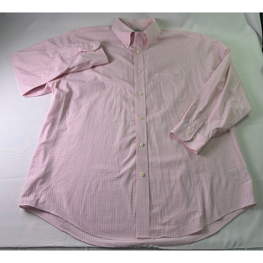 Brooks Brothers Regent Pink Gingham Check Button Down Shirt Mens XL 1818 Cotton - Picture 2 of 11